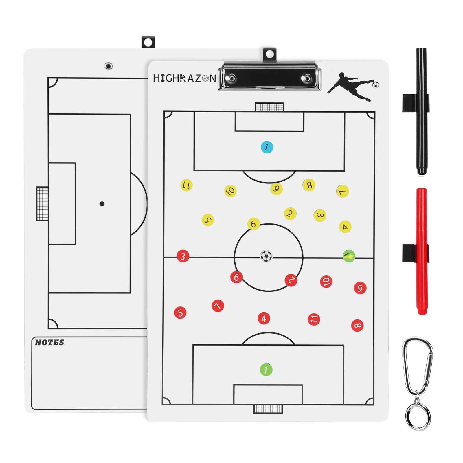 HIGHRAZON Soccer Coaching Board, Magnetic Soccer Clipboard for Coaches, Foldable Board with Dry Erase Marker | Premium Tactical Board 54x32cm — White