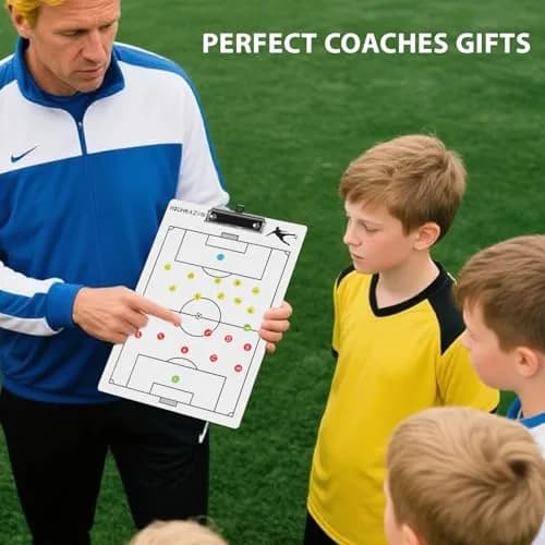 HIGHRAZON Magnetic Soccer Coaches Clipboard, White Double-Sided Dry Erase Board, Tactics Whiteboard with Magnetic Stickers & Markers thumbnail 9