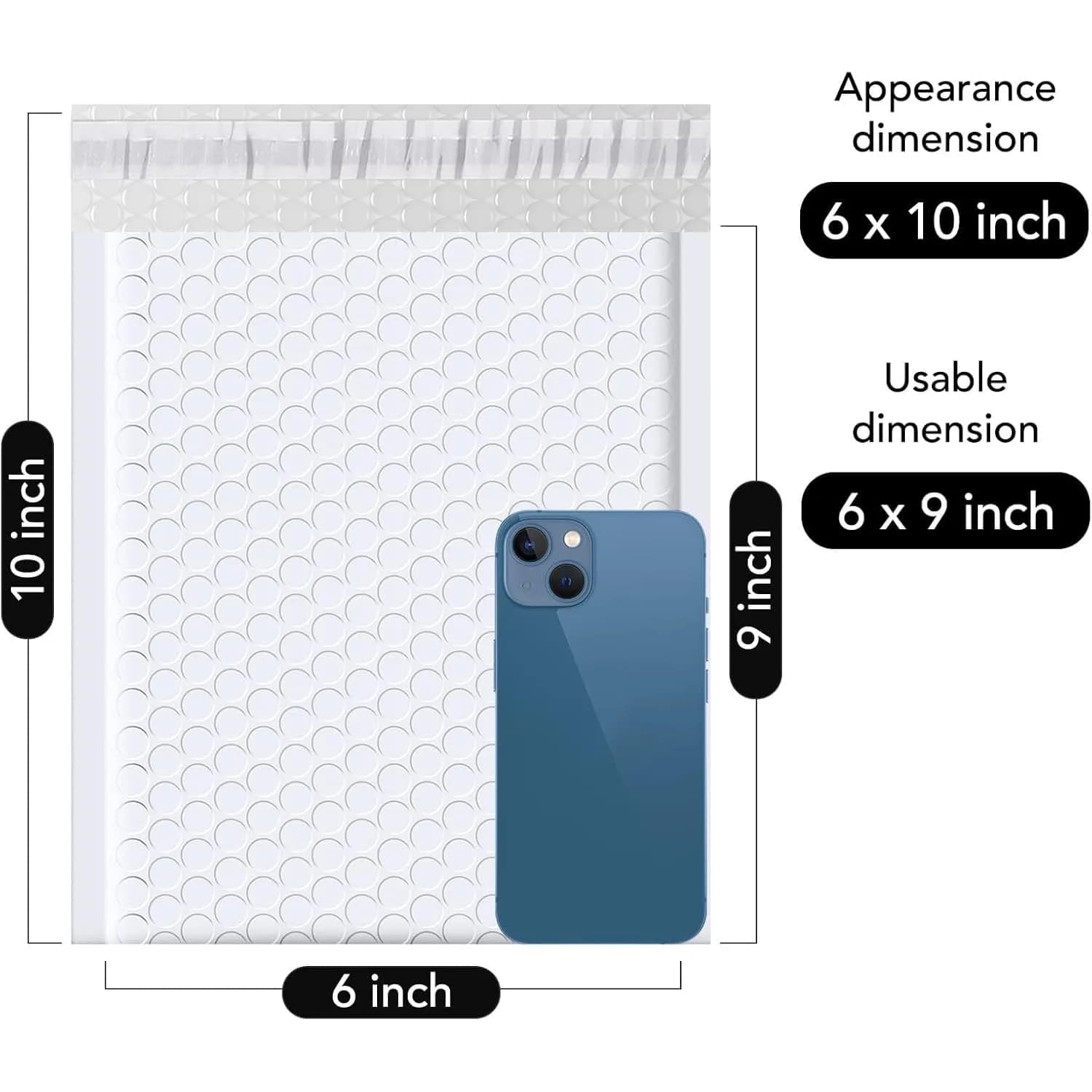 Fuxury Teal Bubble Mailers 6x10" (9600 Pack) | Bulk Value Pack for Small Business Mailing — White / 6×10" 3000PC