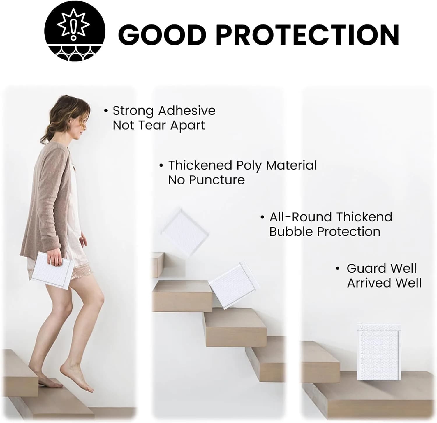 Fuxury White 3000 Pack Padded Envelopes with Bubble Lining, Usable Size 6x9" | Bulk Value Pack for Small Business thumbnail 5