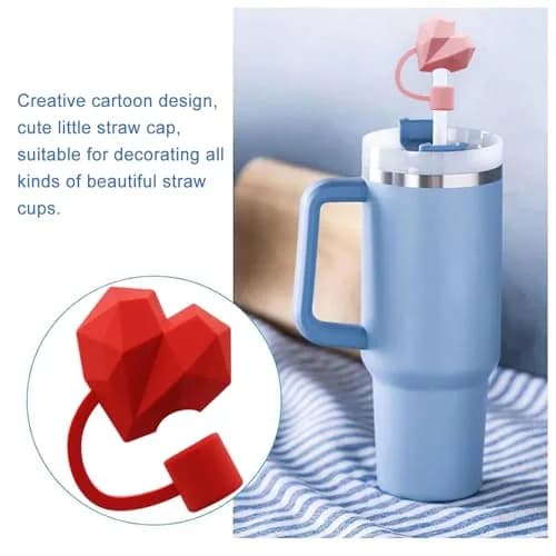 Meitesti Straw Cover Cap for Stanley Cup | Heart-shaped Straw Topper Compatible with 30 & 40 Oz Tumbler with Handle, 10mm Straw Tips, 2pcs thumbnail 4
