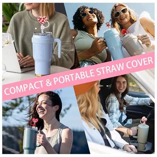 Meitesti Straw Cover Cap for Stanley Cup | Heart-shaped Straw Topper Compatible with 30 & 40 Oz Tumbler with Handle, 10mm Straw Tips, 2pcs thumbnail 5