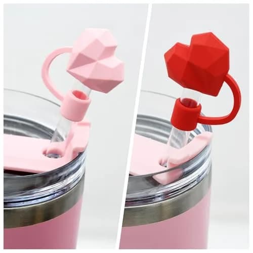 Meitesti Straw Cover Cap for Stanley Cup | Heart-shaped Straw Topper Compatible with 30 & 40 Oz Tumbler with Handle, 10mm Straw Tips, 2pcs thumbnail 2