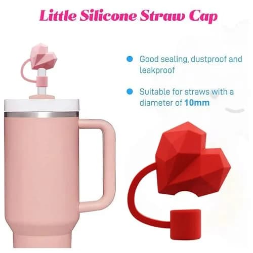 Meitesti Straw Cover Cap for Stanley Cup | Heart-shaped Straw Topper Compatible with 30 & 40 Oz Tumbler with Handle, 10mm Straw Tips, 2pcs thumbnail 3
