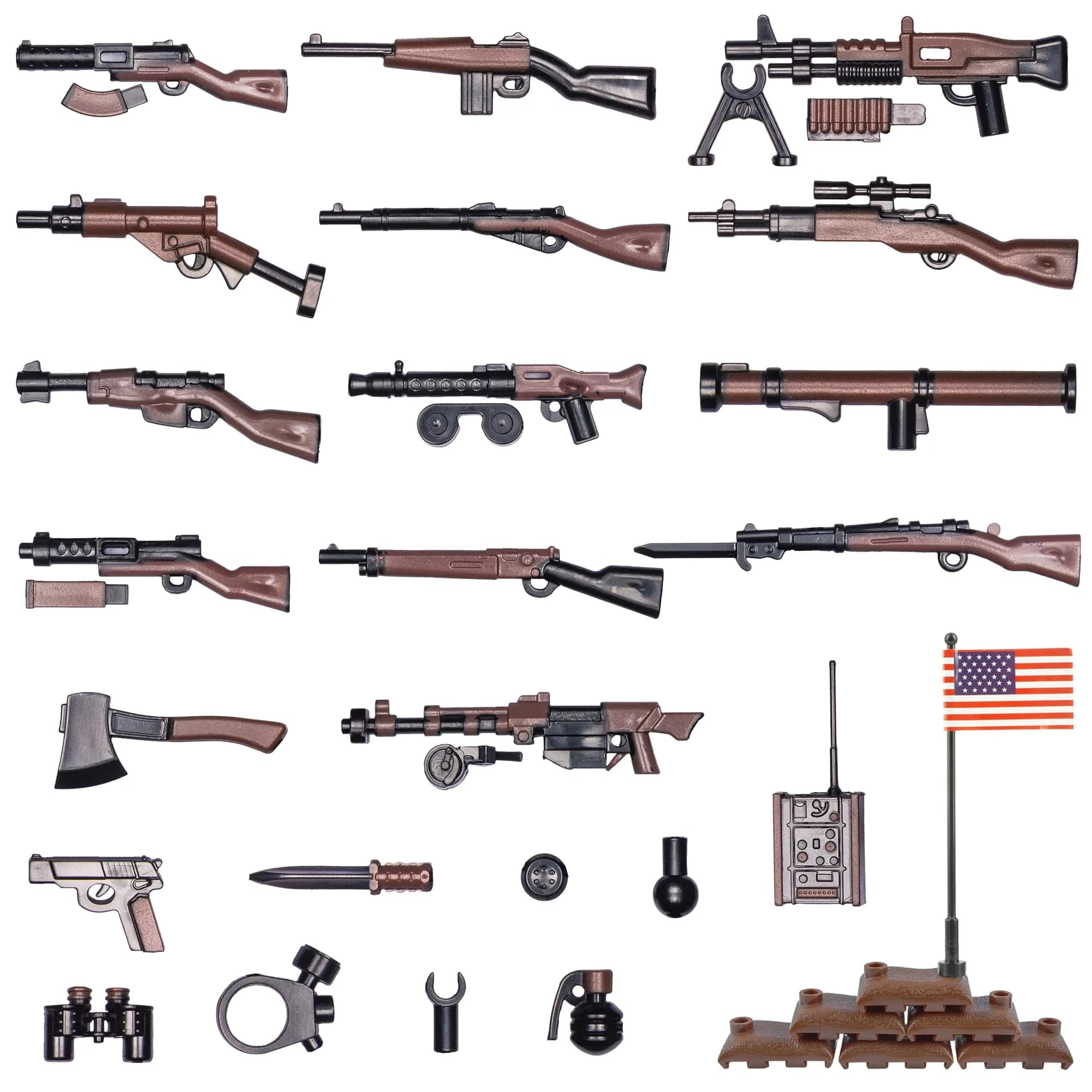 MaozyHomie U.S Field Force Weapons Building Blocks (36pcs) - Military Toy Accessory Pack