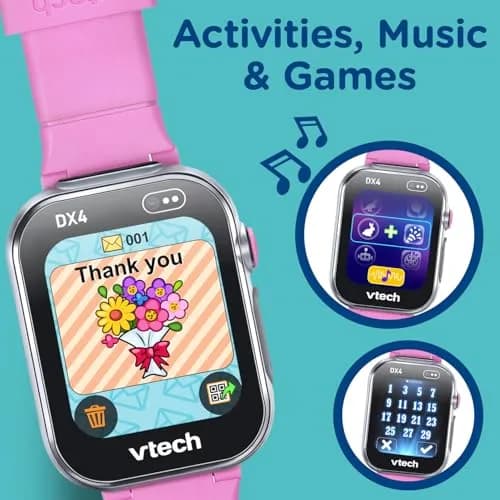 VTech KidiZoom Smartwatch DX4 Pink 22.5cm (8.86in) | Splash-Proof Kids Smartwatch with Dual Cameras & Games thumbnail 4