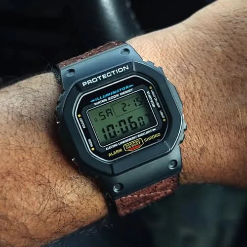 hemsut h 18mm Military Nylon Watch Band for Casio AE-1200, DW-5600, F-91W, A168W | Adjustable Hook & Loop Closure thumbnail 2