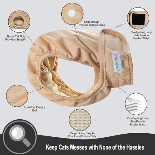 Langsprit Reusable Cat Diapers for Male & Female Cats | Washable, Leak-Free, Adjustable Fit thumbnail 3