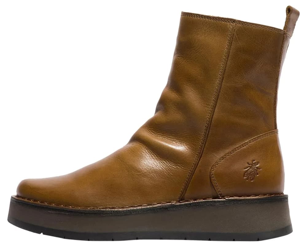 Fly London Reno053fly Ankle Boot | Modern Leather Winter Boot for Women — Camel