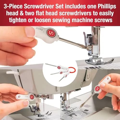 SINGER Sewing Machine Maintenance Kit - Tool Set with Needle Inserter, Angled Lint Brush, 3 Screwdrivers, Needle Threader, Storage Pouch (7pc) thumbnail 2