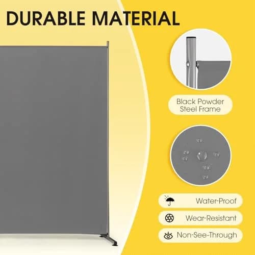 Rantila Gray 2-Panel Folding Room Divider 366cm (142" W x 71" H) | Freestanding Privacy Screen for Home & Office thumbnail 6