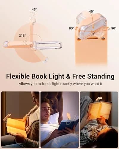 DEWENWILS LED USB Rechargeable Book Light, Clip on Reading Light Peach Fuzz | Eye-protection & Portable thumbnail 4