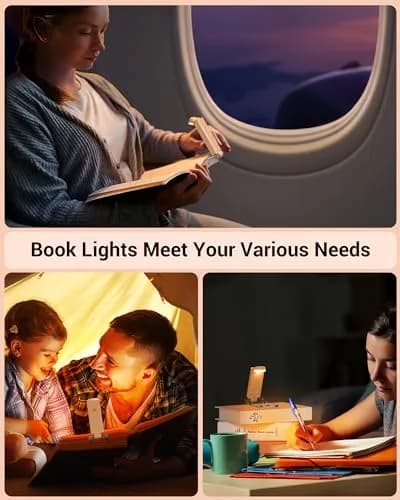 DEWENWILS LED USB Rechargeable Book Light, Clip on Reading Light Peach Fuzz | Eye-protection & Portable thumbnail 7