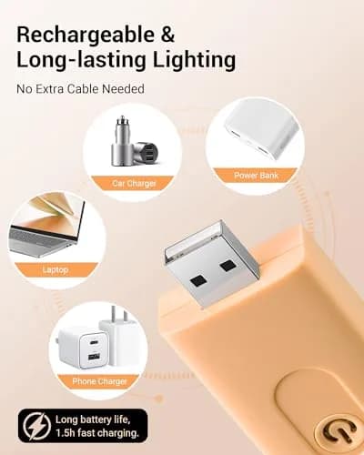 DEWENWILS LED USB Rechargeable Book Light, Clip on Reading Light Peach Fuzz | Eye-protection & Portable thumbnail 3