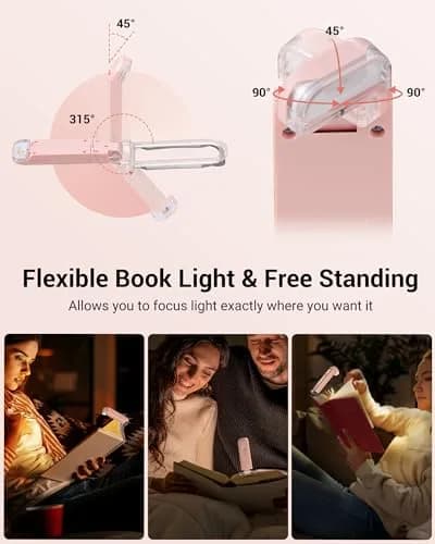 DEWENWILS USB Rechargeable LED Book Light for Reading in Bed | Eye-Care Amber & Warm White, Portable & Flexible (70-120c) thumbnail 4