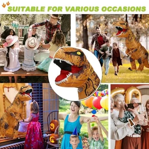 TO.BE.NO.1 Towards The First inflatable dinosaur costume adult, T-Rex Dinosaur Costume Adults Funny Cosplay Halloween (Brown Dinosaur) | Realistic & Durable thumbnail 5