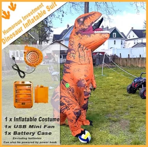 TO.BE.NO.1 Towards The First inflatable dinosaur costume adult, T-Rex Dinosaur Costume Adults Funny Cosplay Halloween (Brown Dinosaur) | Realistic & Durable thumbnail 6