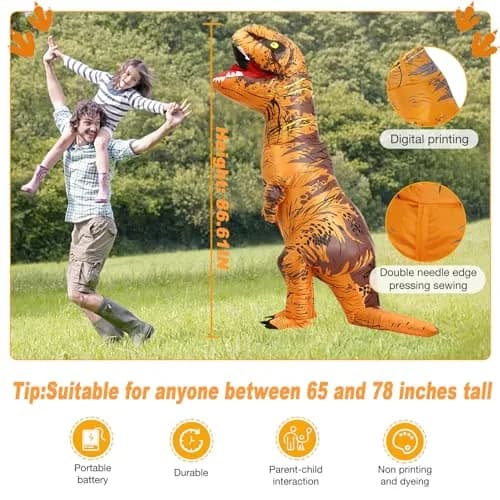 TO.BE.NO.1 Towards The First inflatable dinosaur costume adult, T-Rex Dinosaur Costume Adults Funny Cosplay Halloween (Brown Dinosaur) | Realistic & Durable thumbnail 2
