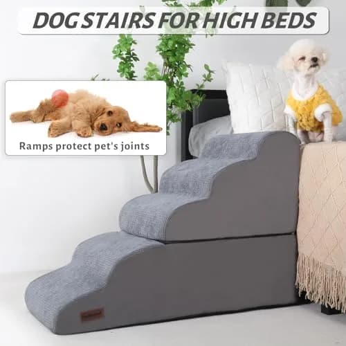 aodisman 5-Step Dog Stairs and Ramp for High Bed 68.58cm (27 inches) | Stable Support for Small Dogs & Cats thumbnail 6