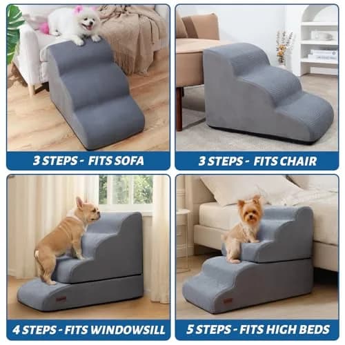 aodisman 5-Step Dog Stairs and Ramp for High Bed 68.58cm (27 inches) | Stable Support for Small Dogs & Cats thumbnail 2