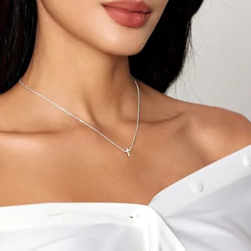 HERIER Cross Necklace for Women 14K Gold Plated | Small Silver Cross Pendant, Trendy & Elegant (70-120 chars) thumbnail 5