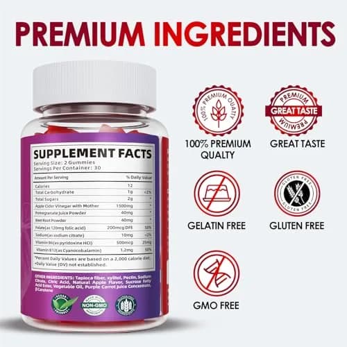 KGGCDD Apple Cider Vinegar Gummies 1500MG | Keto ACV Gummies, Vegan, Non-GMO (60 Count, 2 Pack) thumbnail 3