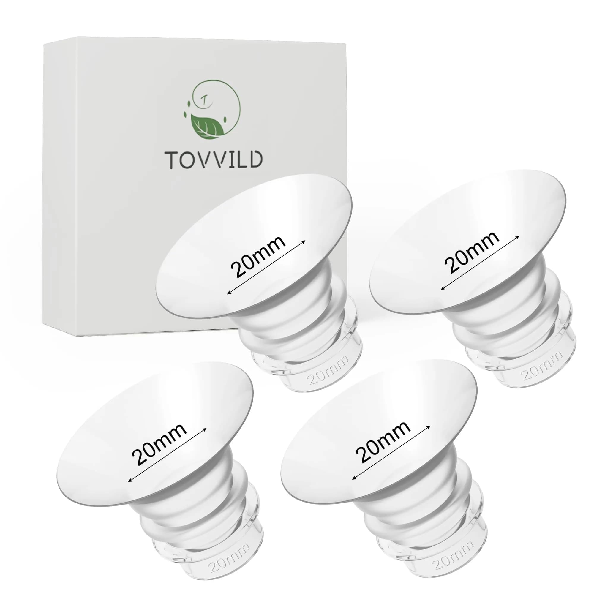 TOVVILD 16mm Flange Inserts for 24mm Flanges, 4 Pack | BPA-Free Silicone for Comfortable Pumping — 4PCS-20mm