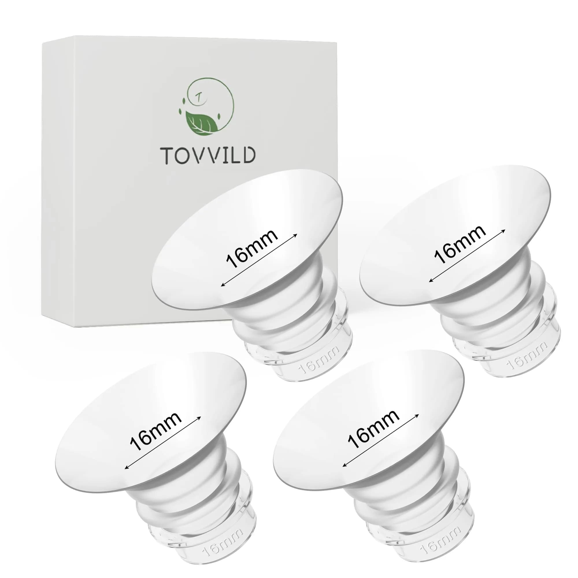 TOVVILD 16mm Flange Inserts for 24mm Flanges, 4 Pack | BPA-Free Silicone for Comfortable Pumping — 4PCS-16mm