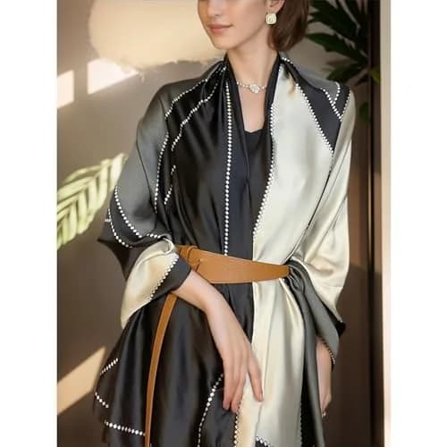 vimate Silky Neck Scarf Style 07 | Lightweight Satin Silk Feel for All Seasons thumbnail 4