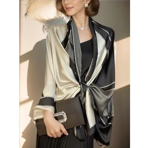 vimate Silky Neck Scarf Style 07 | Lightweight Satin Silk Feel for All Seasons thumbnail 5