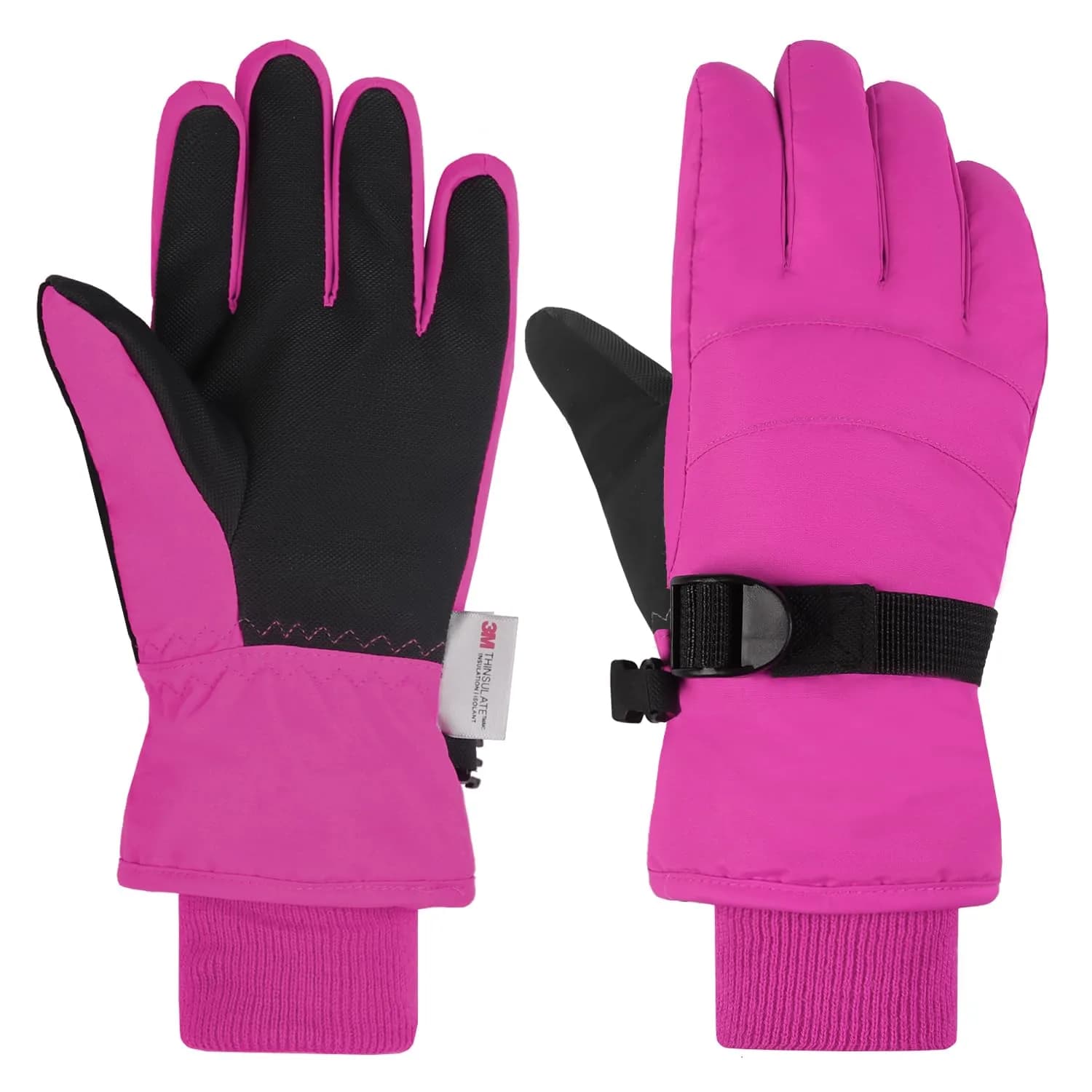 AMYIPO Kids Winter Snow Ski Gloves for Boys Girls (Pink, 4-5 Years) | Water-Resistant & Windproof Fleece Lined — B - ROSE / 6-8 Years