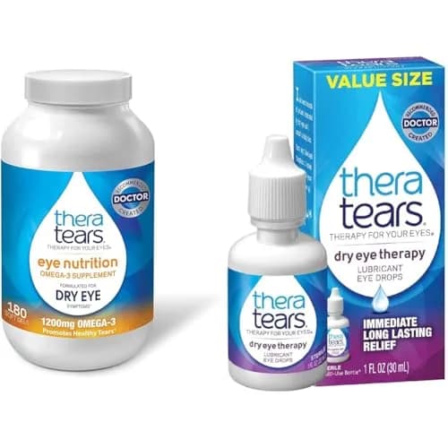 TheraTears Omega-3 Supplement 180 Count & Dry Eye Drops 1 Fl Oz | Eye Nutrition & Relief thumbnail 1