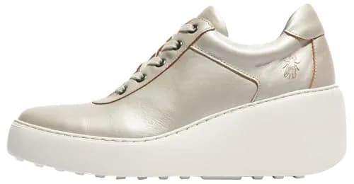 Fly London Dipo638fly Women's Silver Sneakers | 2.5 Inch Wedge Heel, Genuine Leather, Casual Comfort thumbnail 1