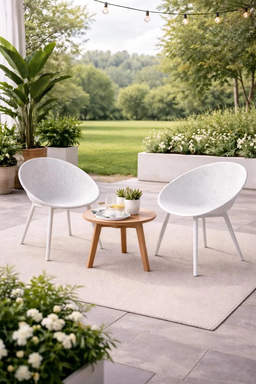 2xhome Modern Patio Dining Chairs | Perforated Egg-Shaped Weather Resistant Set of 2 - main product image