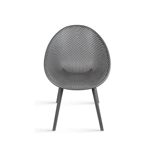 2xhome Set of 2 Modern Patio Dining Chairs | Perforated Egg-Shaped Weather Resistant Lounge Side Chair for Kitchen Indoor or Outdoor Use, Gray thumbnail 5