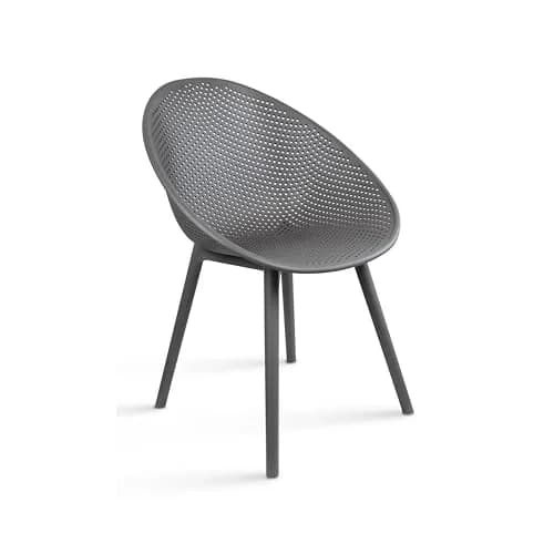 2xhome Set of 2 Modern Patio Dining Chairs | Perforated Egg-Shaped Weather Resistant Lounge Side Chair for Kitchen Indoor or Outdoor Use, Gray thumbnail 6
