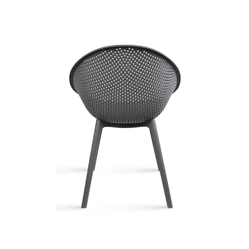 2xhome Set of 2 Modern Patio Dining Chairs | Perforated Egg-Shaped Weather Resistant Lounge Side Chair for Kitchen Indoor or Outdoor Use, Gray thumbnail 7