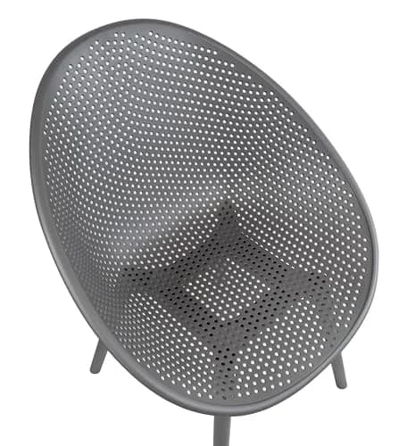 2xhome Set of 2 Modern Patio Dining Chairs | Perforated Egg-Shaped Weather Resistant Lounge Side Chair for Kitchen Indoor or Outdoor Use, Gray thumbnail 8