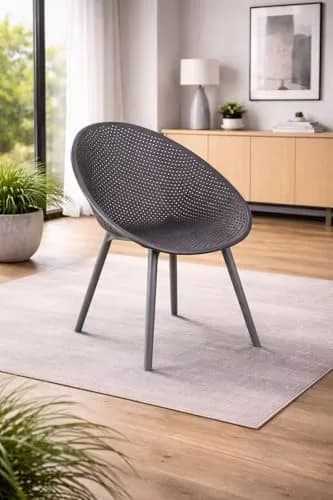 2xhome Modern Patio Dining Chair | Perforated Egg-Shaped Weather Resistant Seat thumbnail 4