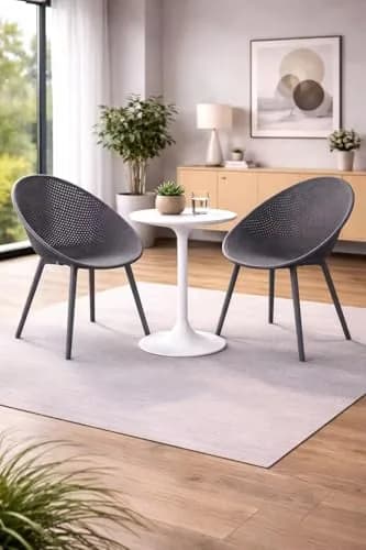 2xhome Modern Patio Dining Chair | Perforated Egg-Shaped Weather Resistant Seat thumbnail 5