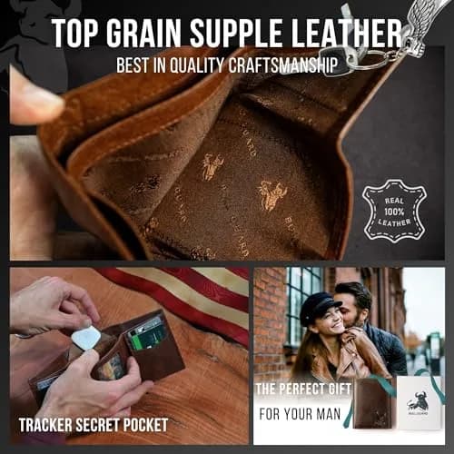 BULL GUARD Freedom Leather RFID Trifold Wallet for Men | Durable Top Grain Leather with Smart Tracker Pocket thumbnail 7