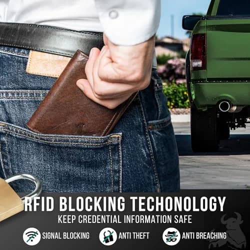 BULL GUARD Freedom Leather RFID Trifold Wallet for Men | Durable Top Grain Leather with Smart Tracker Pocket thumbnail 3