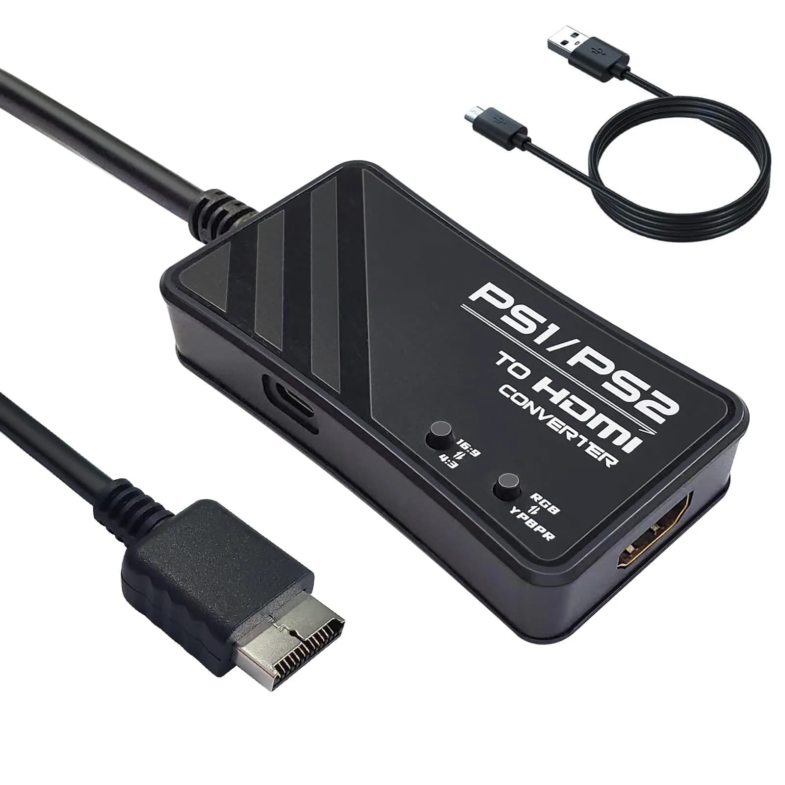 FeiEVER HDMI Adapter for PS1/PS2 Support RGB & YPbPr Signal Switch 720P | Compatible with Classic PlayStation Consoles - main product image