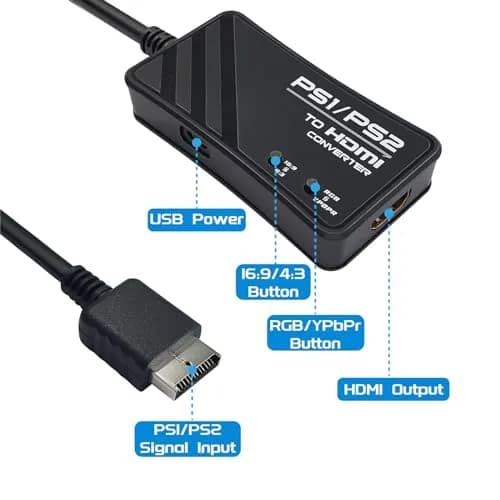 FeiEVER HDMI Adapter for PS1/PS2 Support RGB & YPbPr Signal Switch 720P | Compatible with Classic PlayStation Consoles thumbnail 2
