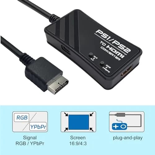 FeiEVER HDMI Adapter for PS1/PS2 Support RGB & YPbPr Signal Switch 720P | Compatible with Classic PlayStation Consoles thumbnail 3
