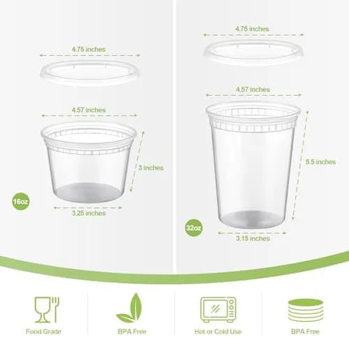 AOZITA Food Storage Containers Set | Airtight, Microwave & Freezer Safe (16oz & 32oz, 20 pcs) thumbnail 2