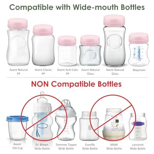 Maymom Solid Lids Aka Travel Caps with Sealing Ring for Avent Bottles, 6 Count Pink | BPA-Free & FDA Compliant thumbnail 2