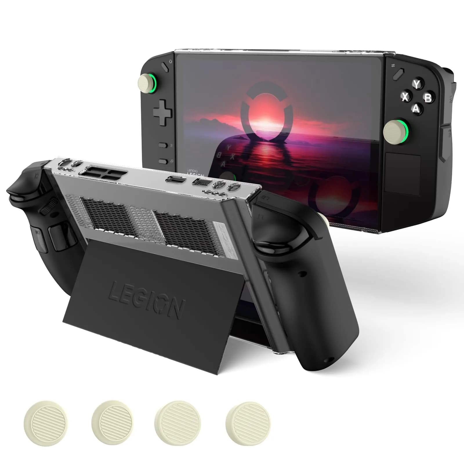 TUDIOW Clear Protective Case for Lenovo Legion Go Gaming Handheld 2023 with 4 Thumb Grips | Shock-Absorbing PC Cover - main product image