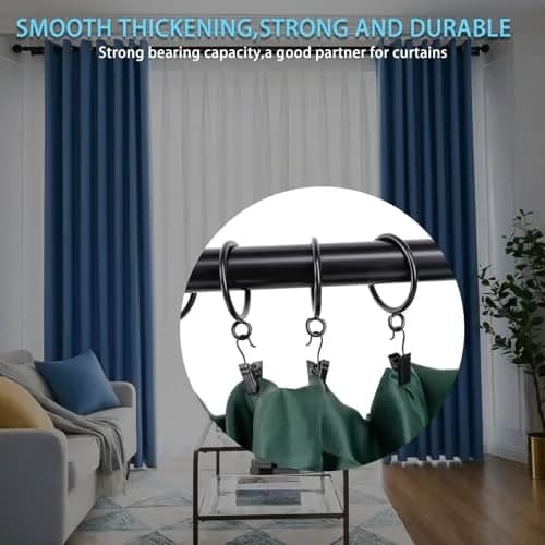 Exselens Black Metal Curtain Rings with Eyelet, 1 Inch Inner Diameter, 24 Pcs | Heavy Duty Drapery Rings for Rods thumbnail 4