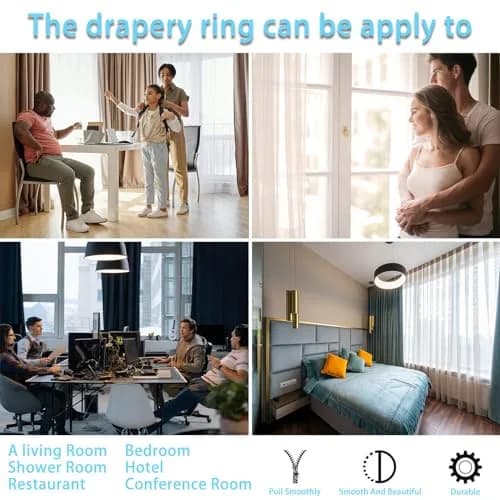 Exselens Black Metal Curtain Rings with Eyelet, 1 Inch Inner Diameter, 24 Pcs | Heavy Duty Drapery Rings for Rods thumbnail 5